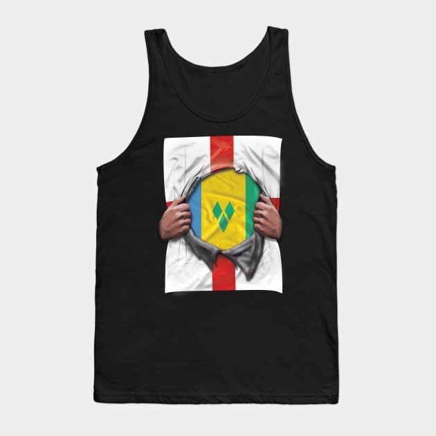 St Vincent And The Grenadines Flag English Flag Ripped - Gift for Saint Vincentian From St Vincent And The Grenadines Tank Top by Country Flags